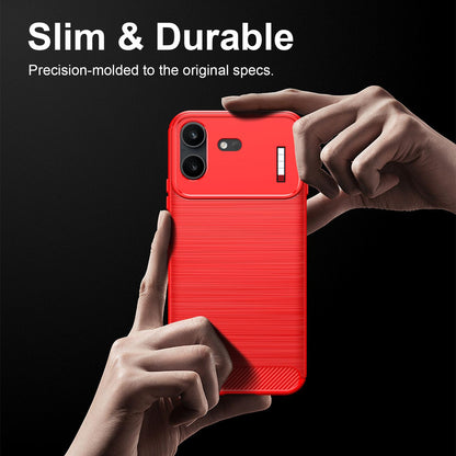For Nothing Phone 4b Carbon Fiber Brushed Texture TPU Phone Case(Red)
