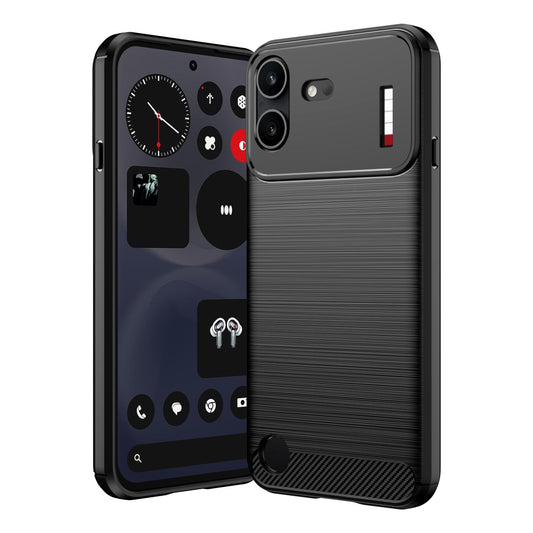 For Nothing Phone 4b Carbon Fiber Brushed Texture TPU Phone Case(Black)