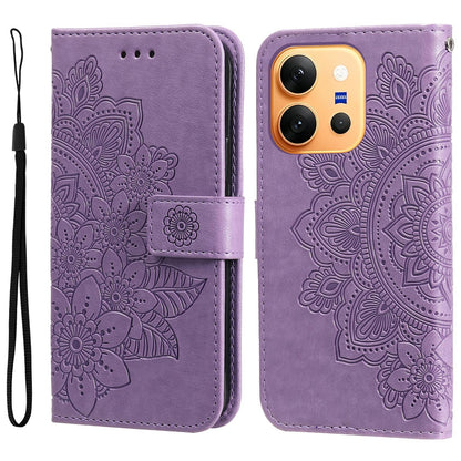 For vivo X300 E 5G Seven-petal Flowers Embossing Leather Phone Case - Light Purple - EDA004899635A