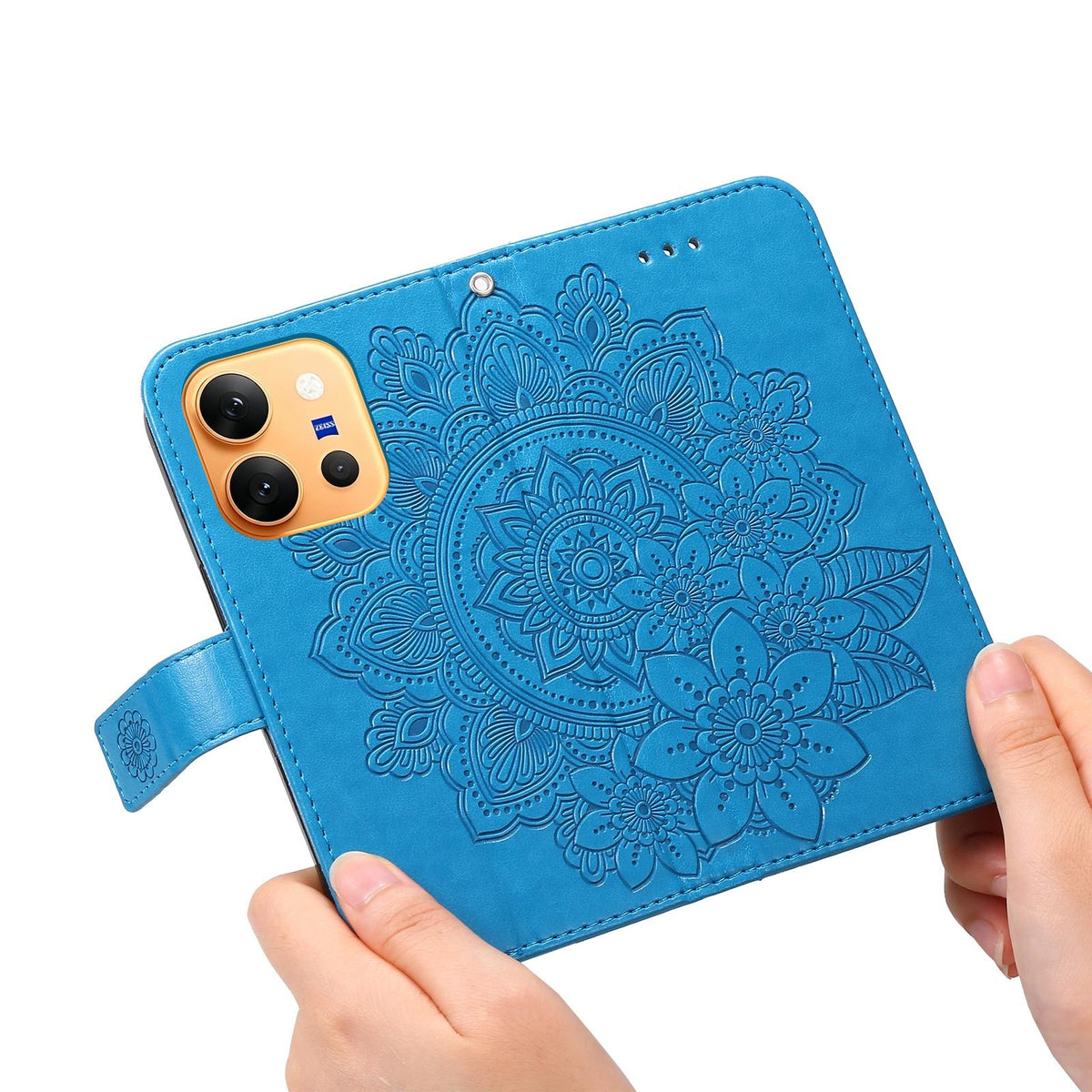 For vivo X300 E 5G Seven-petal Flowers Embossing Leather Phone Case - Blue - EDA004899635B