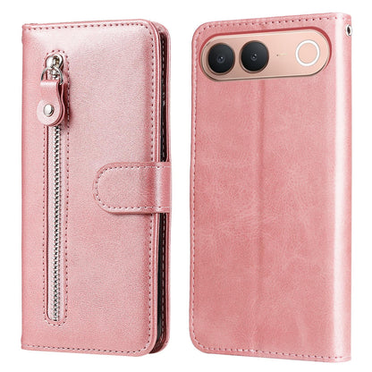 For vivo S2 5G / V80 Lite IN/PK Fashion Calf Texture Zipper Leather Phone Case - Rose Gold - EDA004903633A