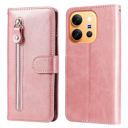 For vivo X300 E 5G Fashion Calf Texture Zipper Leather Phone Case - Rose Gold - EDA004903634A