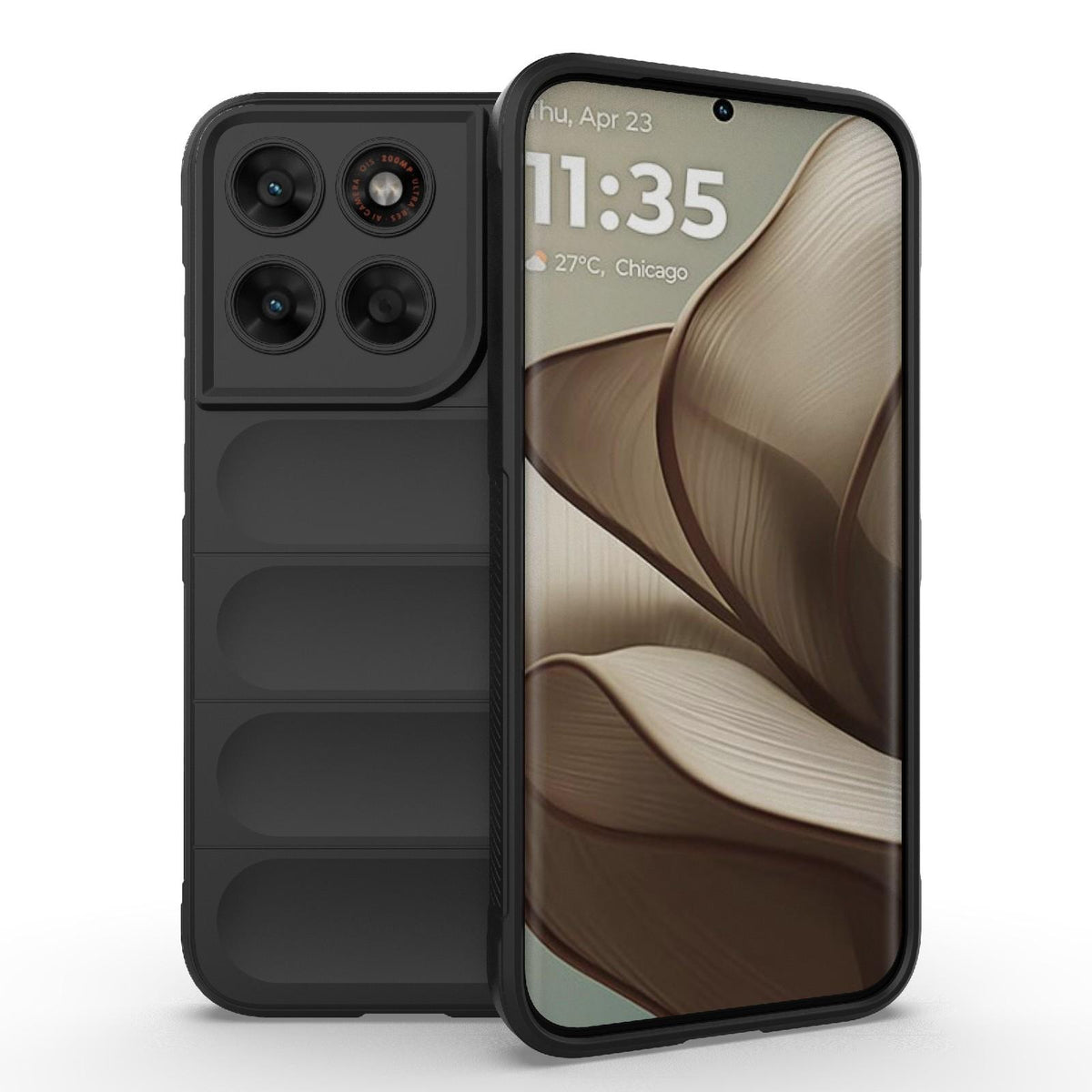 For Motorola Moto G87 5G Global Magic Shield TPU + Flannel Phone Case - Black - EDA004922729A