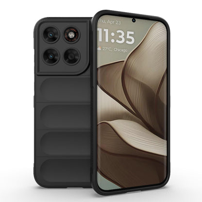 For Motorola Moto G87 5G Global Magic Shield TPU + Flannel Phone Case - Black - EDA004922729A