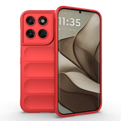 For Motorola Moto G87 5G Global Magic Shield TPU + Flannel Phone Case - Red - EDA004922729B