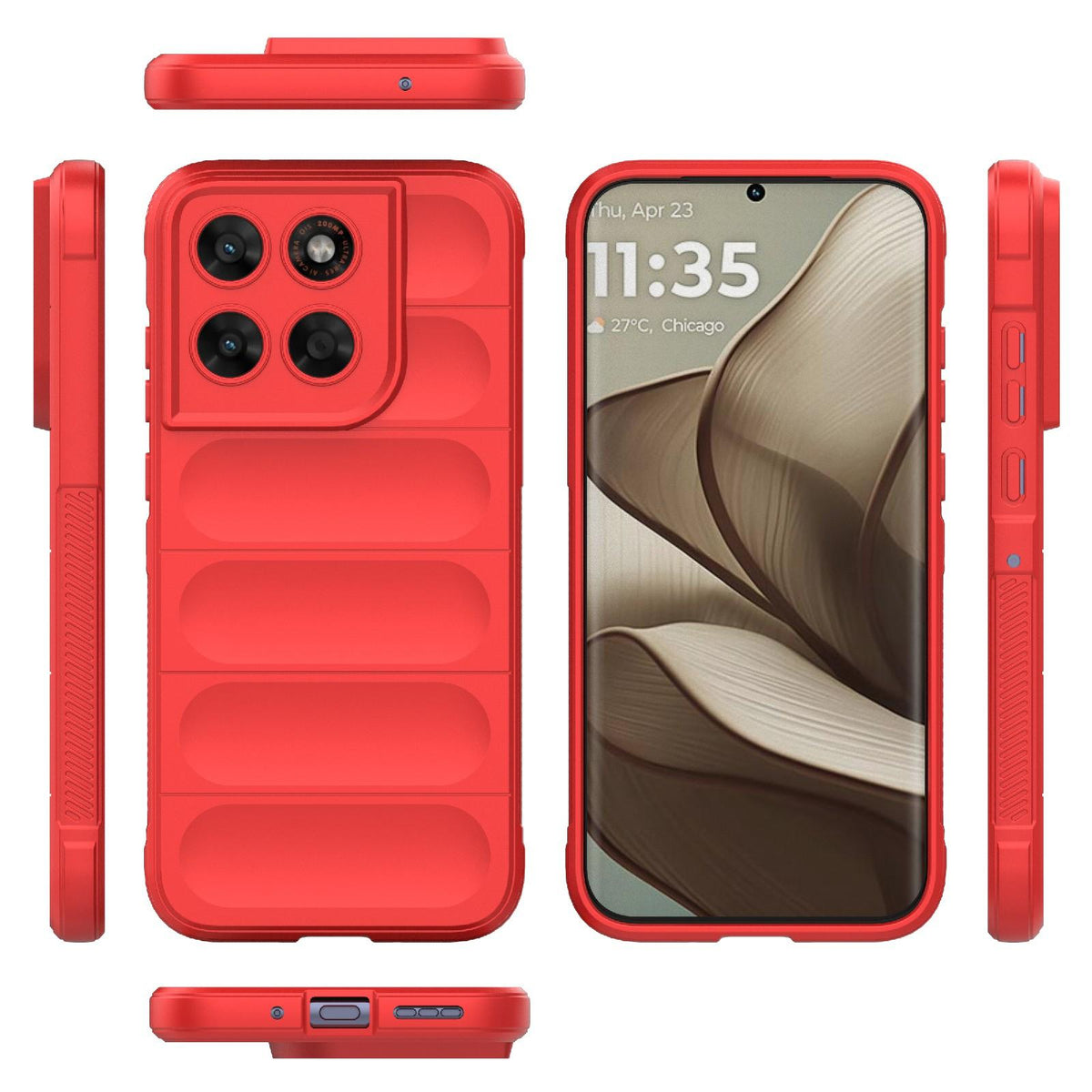 For Motorola Moto G87 5G Global Magic Shield TPU + Flannel Phone Case - Red - EDA004922729B