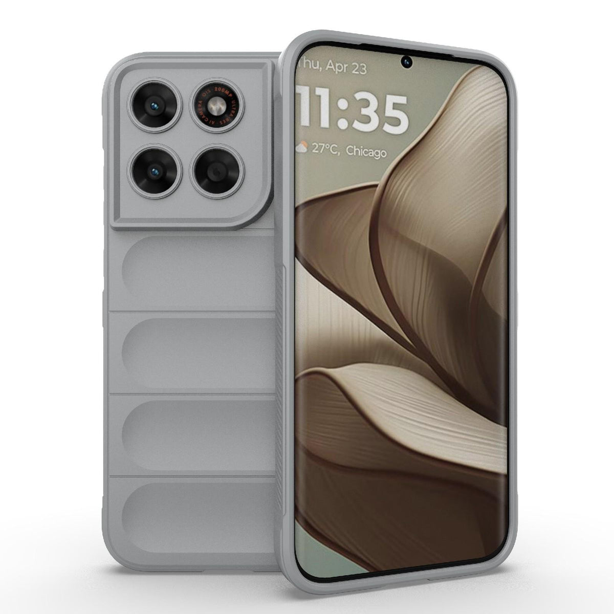 For Motorola Moto G87 5G Global Magic Shield TPU + Flannel Phone Case - Grey - EDA004922729C