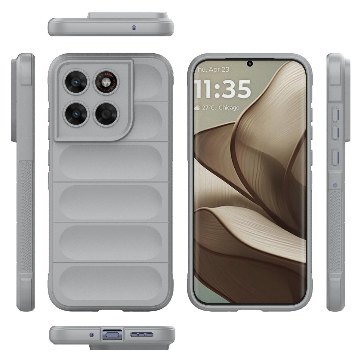 For Motorola Moto G87 5G Global Magic Shield TPU + Flannel Phone Case - Grey - EDA004922729C