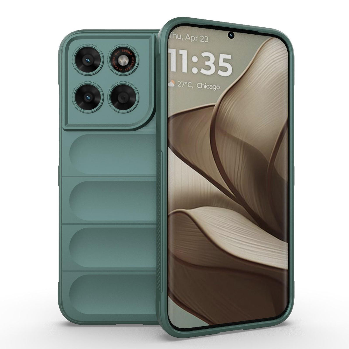 For Motorola Moto G87 5G Global Magic Shield TPU + Flannel Phone Case - Dark Green - EDA004922729D