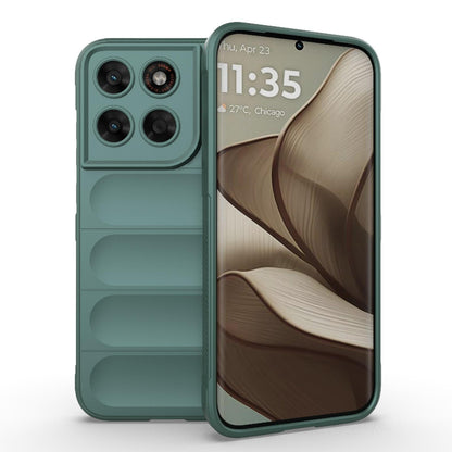 For Motorola Moto G87 5G Global Magic Shield TPU + Flannel Phone Case - Dark Green - EDA004922729D