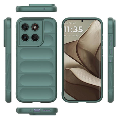 For Motorola Moto G87 5G Global Magic Shield TPU + Flannel Phone Case - Dark Green - EDA004922729D
