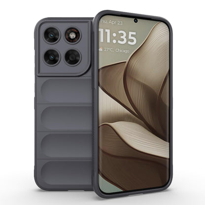 For Motorola Moto G87 5G Global Magic Shield TPU + Flannel Phone Case - Dark Grey - EDA004922729E