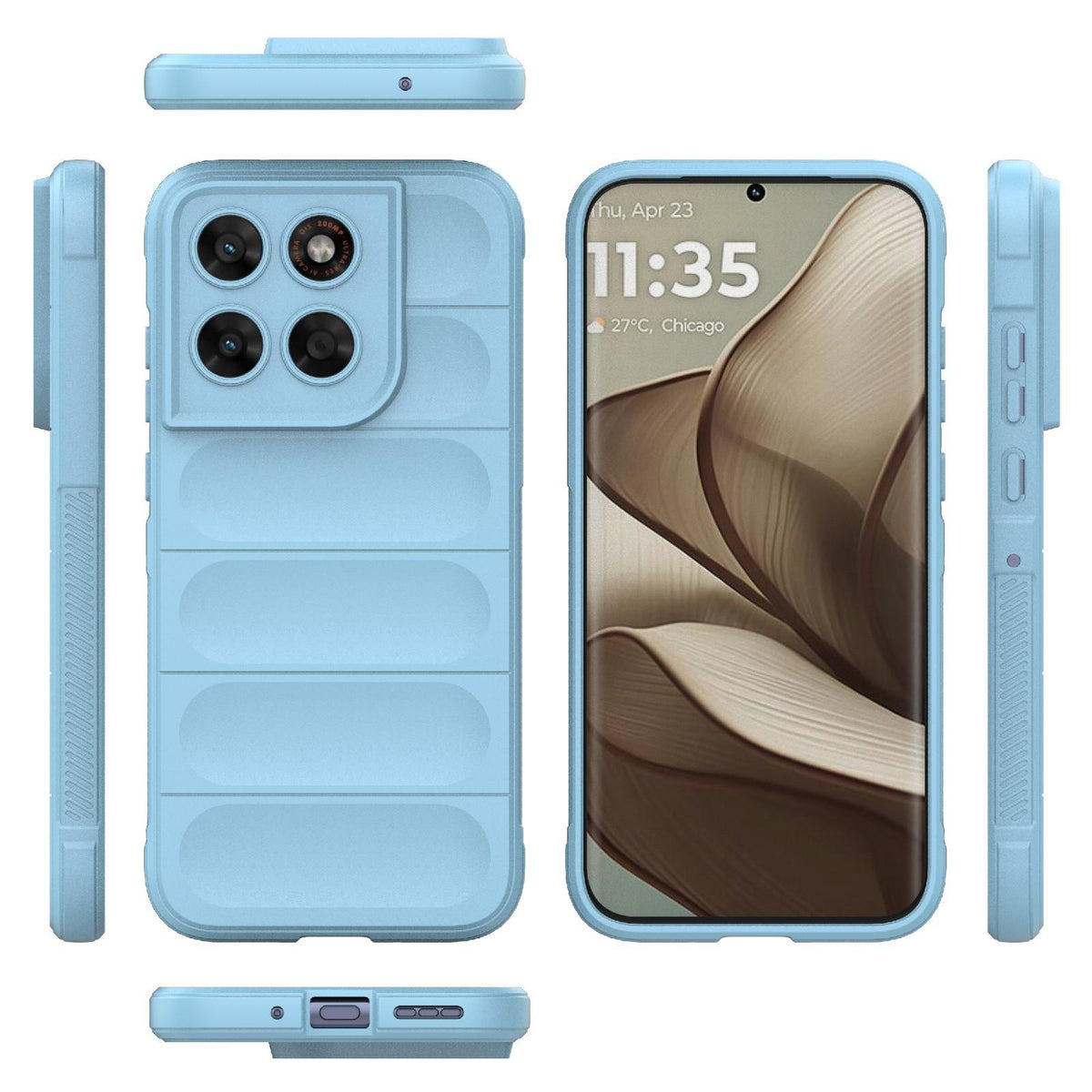 For Motorola Moto G87 5G Global Magic Shield TPU + Flannel Phone Case - Light Blue - EDA004922729F