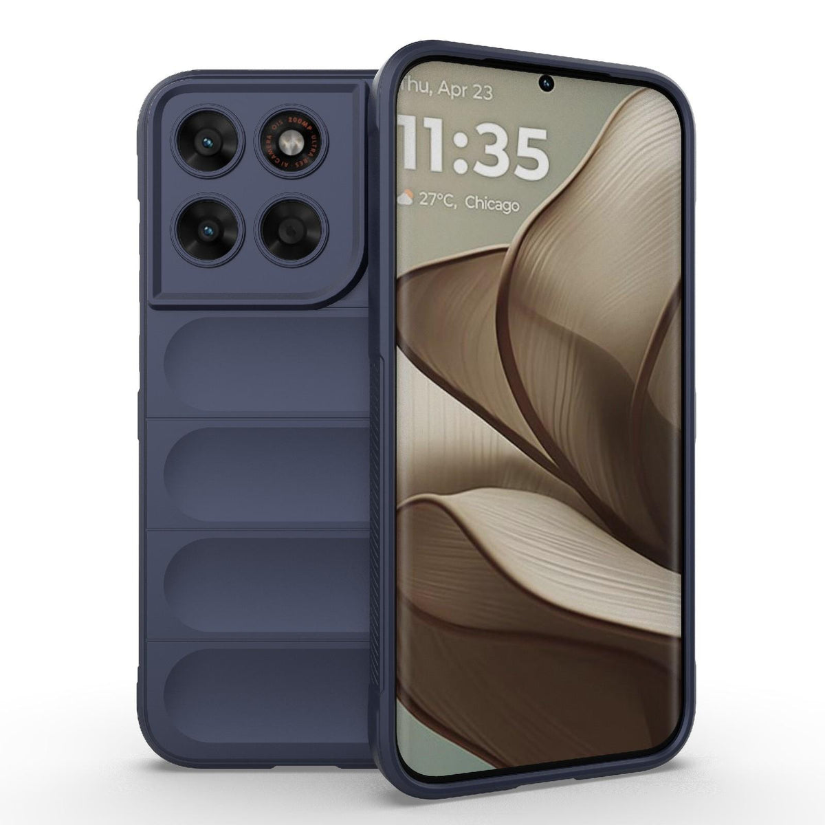 For Motorola Moto G87 5G Global Magic Shield TPU + Flannel Phone Case - Dark Blue - EDA004922729G
