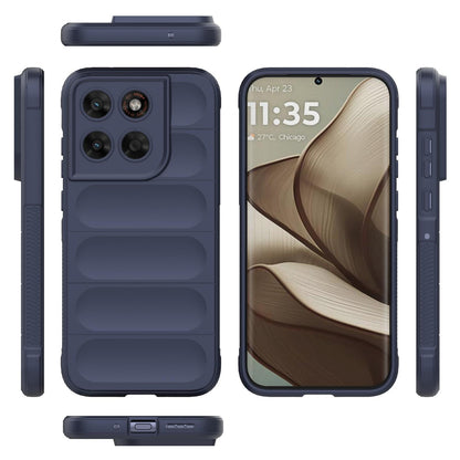 For Motorola Moto G87 5G Global Magic Shield TPU + Flannel Phone Case - Dark Blue - EDA004922729G