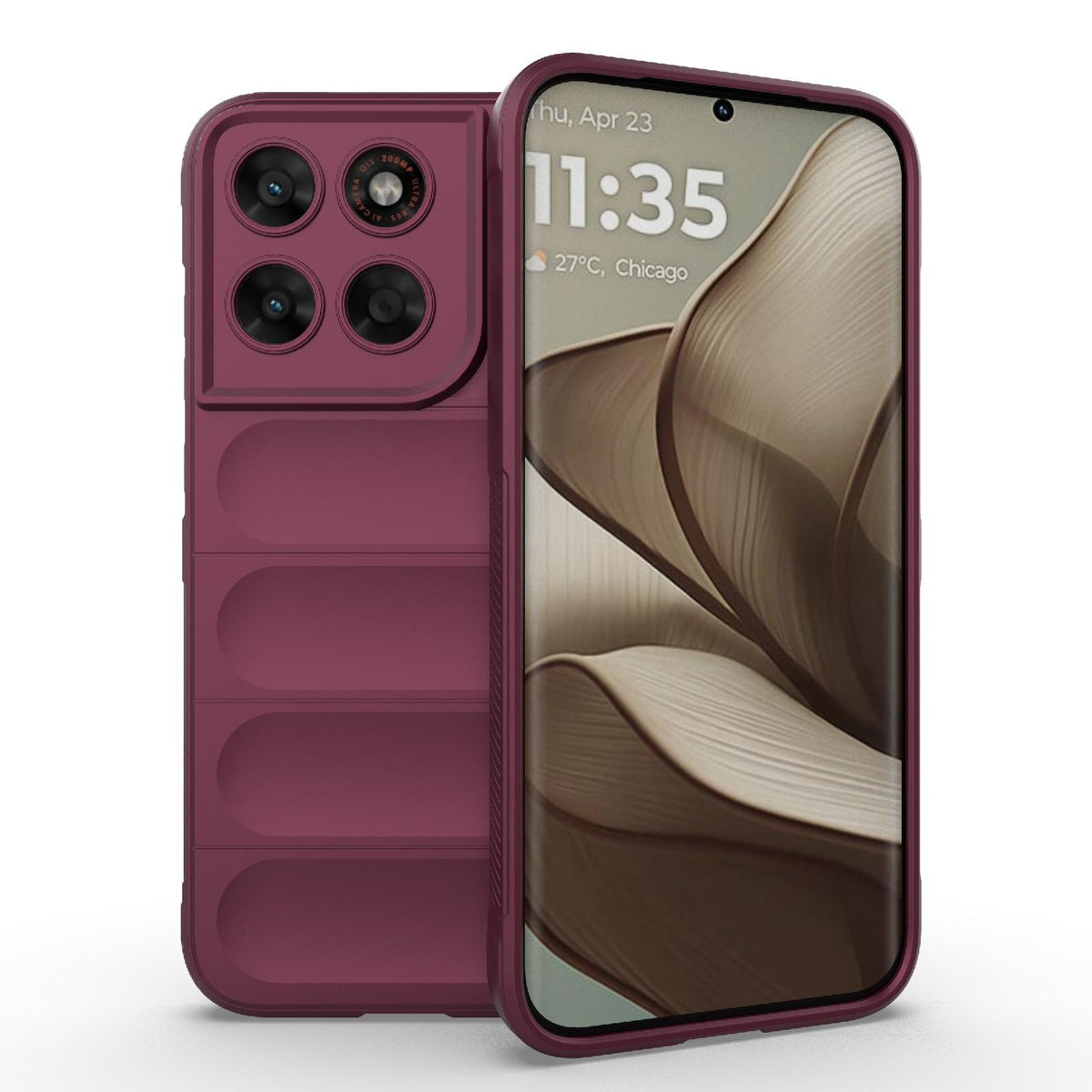 For Motorola Moto G87 5G Global Magic Shield TPU + Flannel Phone Case - Wine Red - EDA004922729I