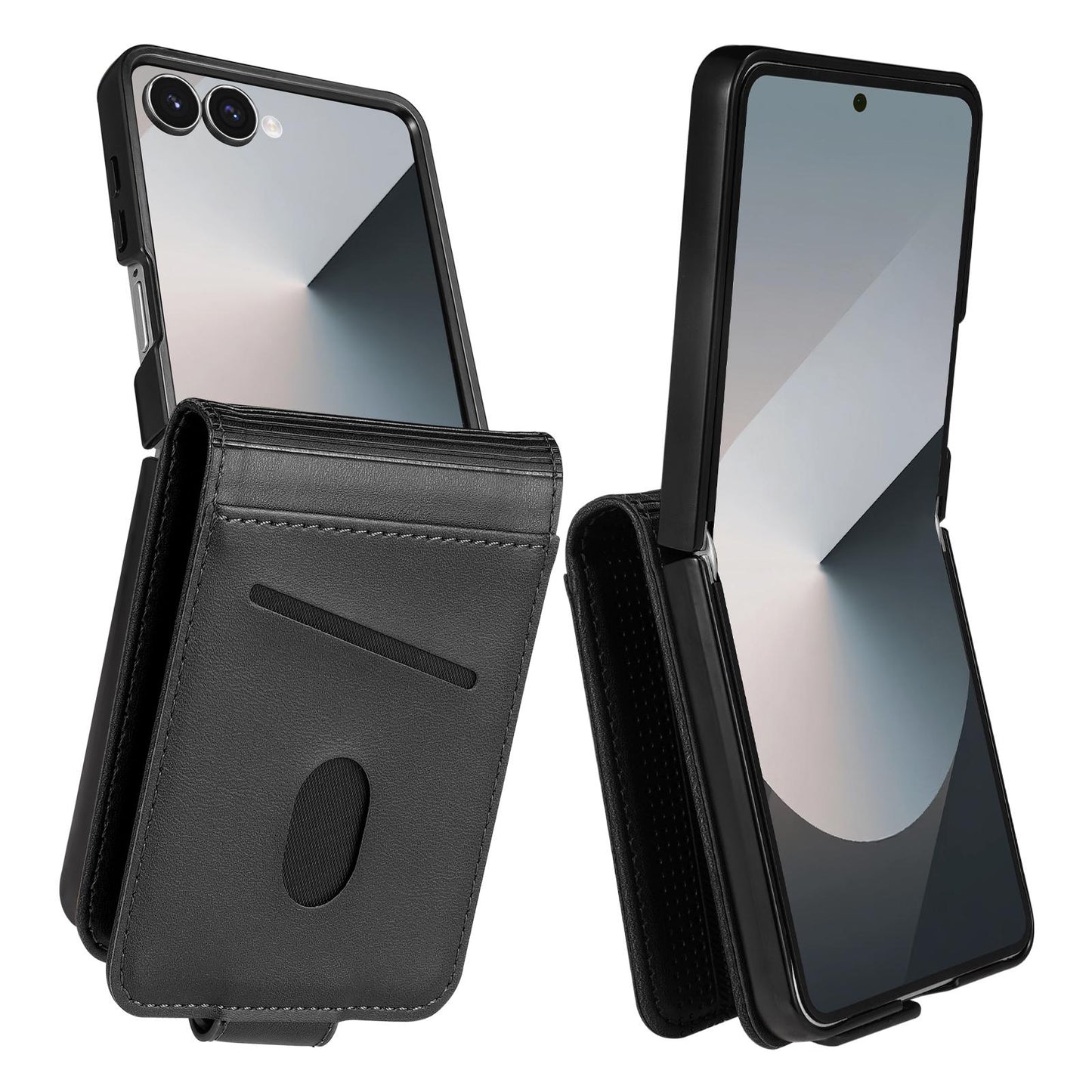 For Galaxy Z Flip8 5G AZNS Magnetic Calf Texture Flip Leather Phone Case(Black)