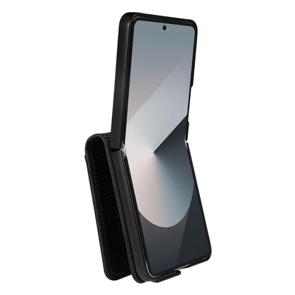For Galaxy Z Flip8 5G AZNS Magnetic Calf Texture Flip Leather Phone Case(Black)