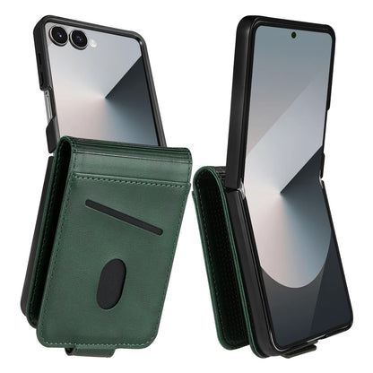 For Galaxy Z Flip8 5G AZNS Magnetic Calf Texture Flip Leather Phone Case(Dark Green)