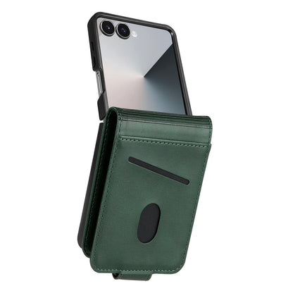 For Galaxy Z Flip8 5G AZNS Magnetic Calf Texture Flip Leather Phone Case(Dark Green)