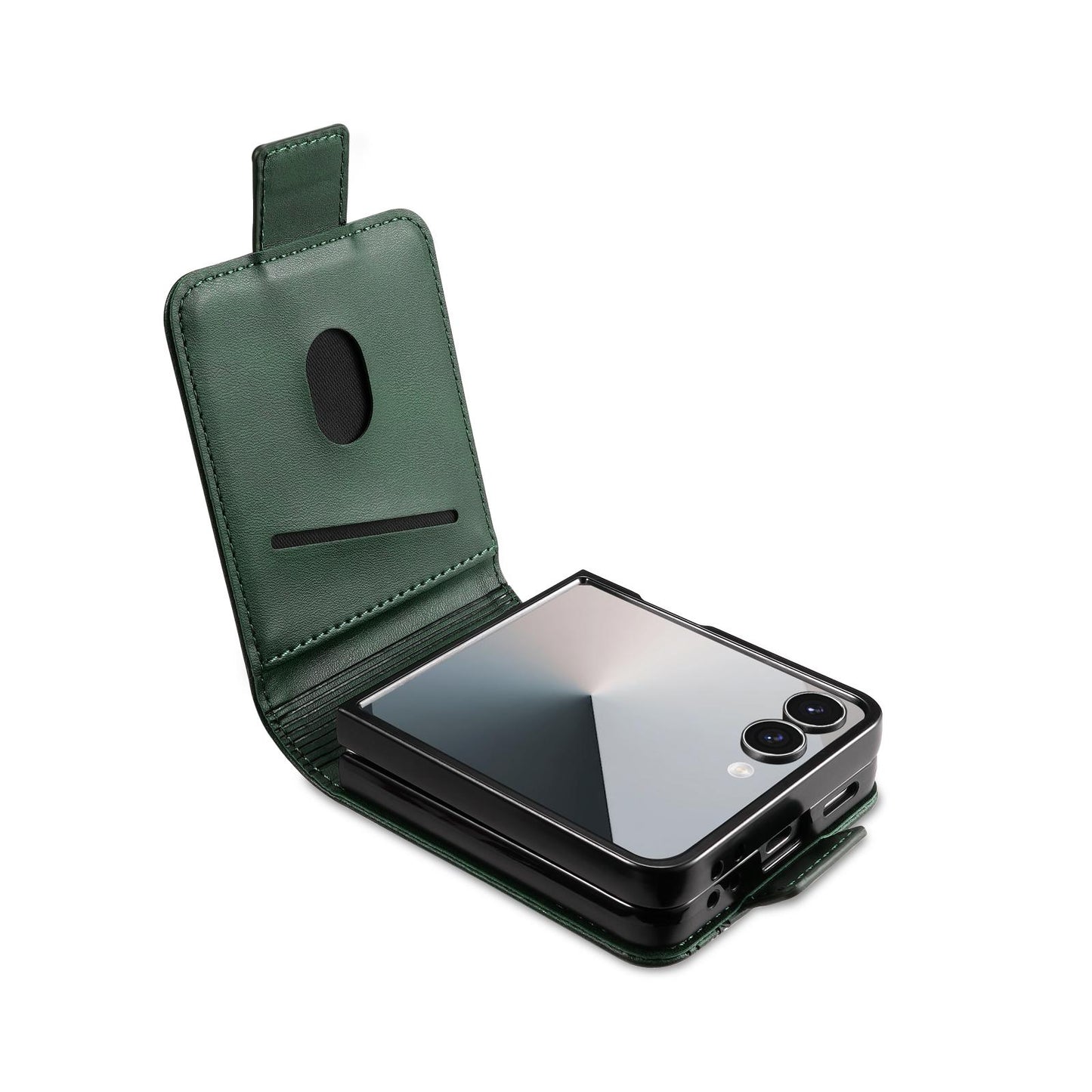 For Galaxy Z Flip8 5G AZNS Magnetic Calf Texture Flip Leather Phone Case(Dark Green)