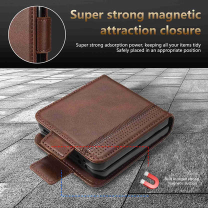 For Galaxy Z Flip8 5G AZNS Magnetic Calf Texture Flip Leather Phone Case(Dark Green)