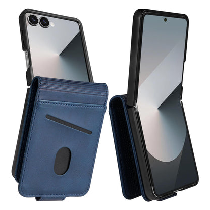 For Galaxy Z Flip8 5G AZNS Magnetic Calf Texture Flip Leather Phone Case(Dark Blue)