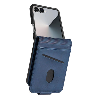 For Galaxy Z Flip8 5G AZNS Magnetic Calf Texture Flip Leather Phone Case(Dark Blue)