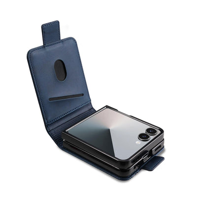 For Galaxy Z Flip8 5G AZNS Magnetic Calf Texture Flip Leather Phone Case(Dark Blue)