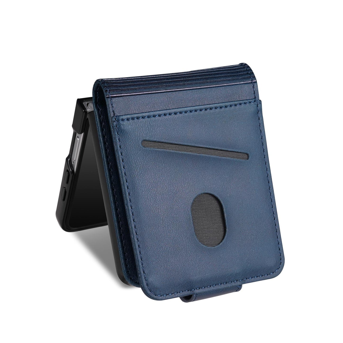 For Galaxy Z Flip8 5G AZNS Magnetic Calf Texture Flip Leather Phone Case(Dark Blue)