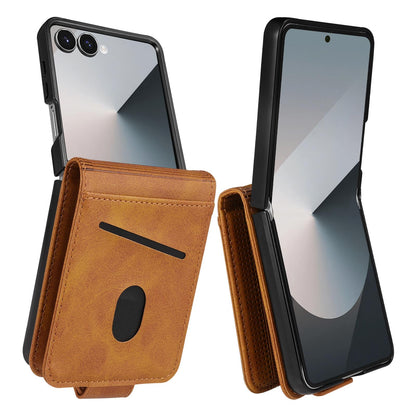 For Galaxy Z Flip8 5G AZNS Magnetic Calf Texture Flip Leather Phone Case(Light Brown)
