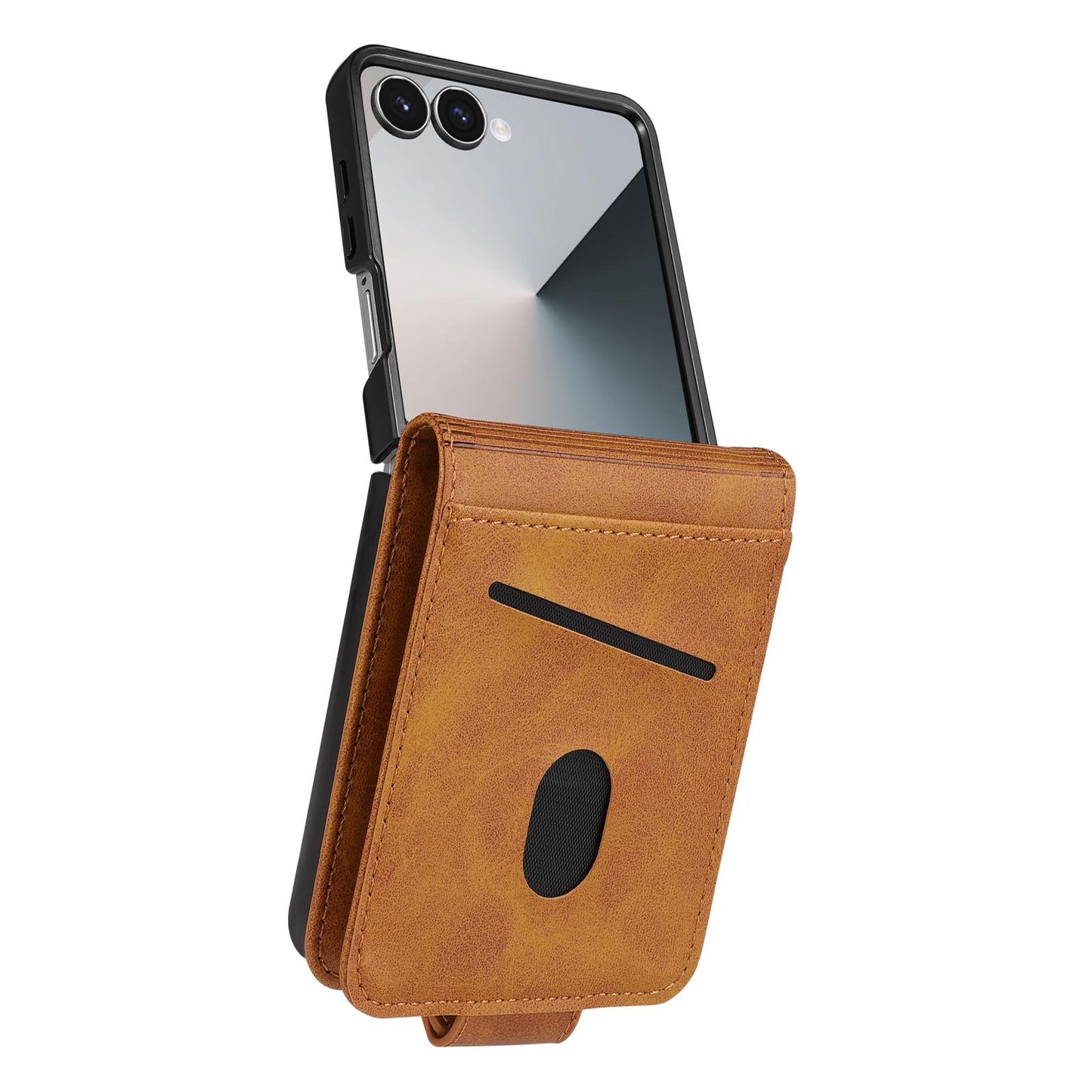 For Galaxy Z Flip8 5G AZNS Magnetic Calf Texture Flip Leather Phone Case(Light Brown)