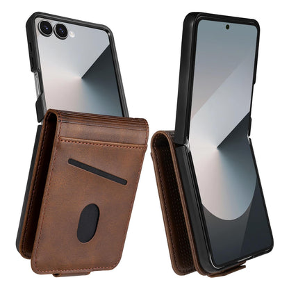 For Galaxy Z Flip8 5G AZNS Magnetic Calf Texture Flip Leather Phone Case(Dark Brown)