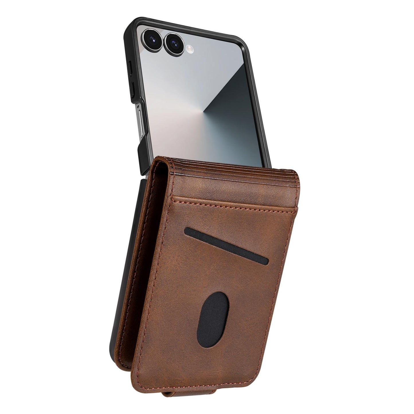 For Galaxy Z Flip8 5G AZNS Magnetic Calf Texture Flip Leather Phone Case(Dark Brown)