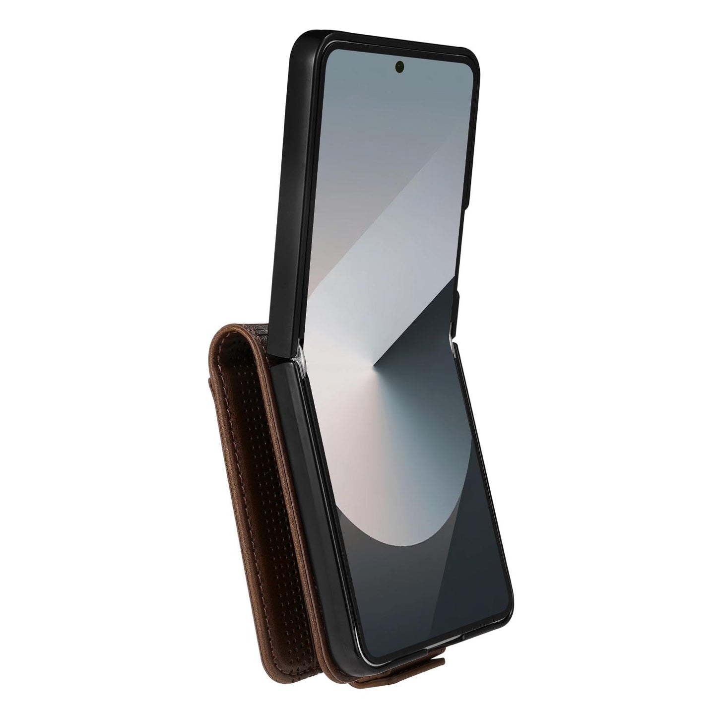 For Galaxy Z Flip8 5G AZNS Magnetic Calf Texture Flip Leather Phone Case(Dark Brown)
