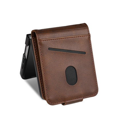 For Galaxy Z Flip8 5G AZNS Magnetic Calf Texture Flip Leather Phone Case(Dark Brown)