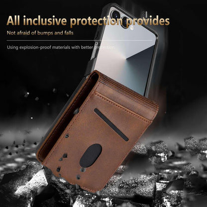For Galaxy Z Flip8 5G AZNS Magnetic Calf Texture Flip Leather Phone Case(Dark Brown)