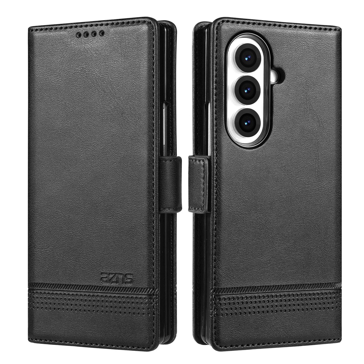 For Galaxy Z Fold8 Ultra 5G AZNS Magnetic Calf Texture Flip Leather Phone Case(Black)