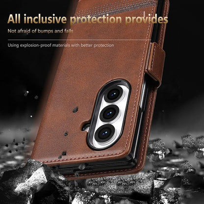 For Galaxy Z Fold8 Ultra 5G AZNS Magnetic Calf Texture Flip Leather Phone Case(Black)