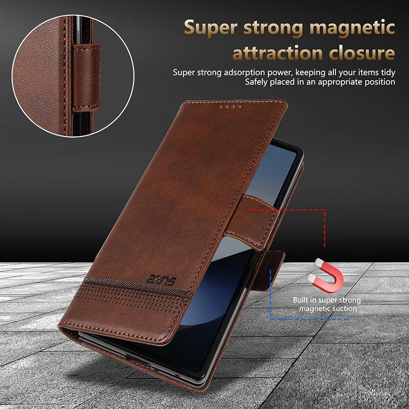 For Galaxy Z Fold8 Ultra 5G AZNS Magnetic Calf Texture Flip Leather Phone Case(Black)