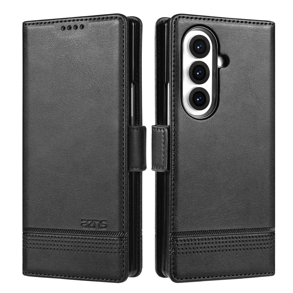 For Galaxy Z Fold8 Ultra 5G AZNS Magnetic Calf Texture Flip Leather Phone Case - Black - EDA004950708B