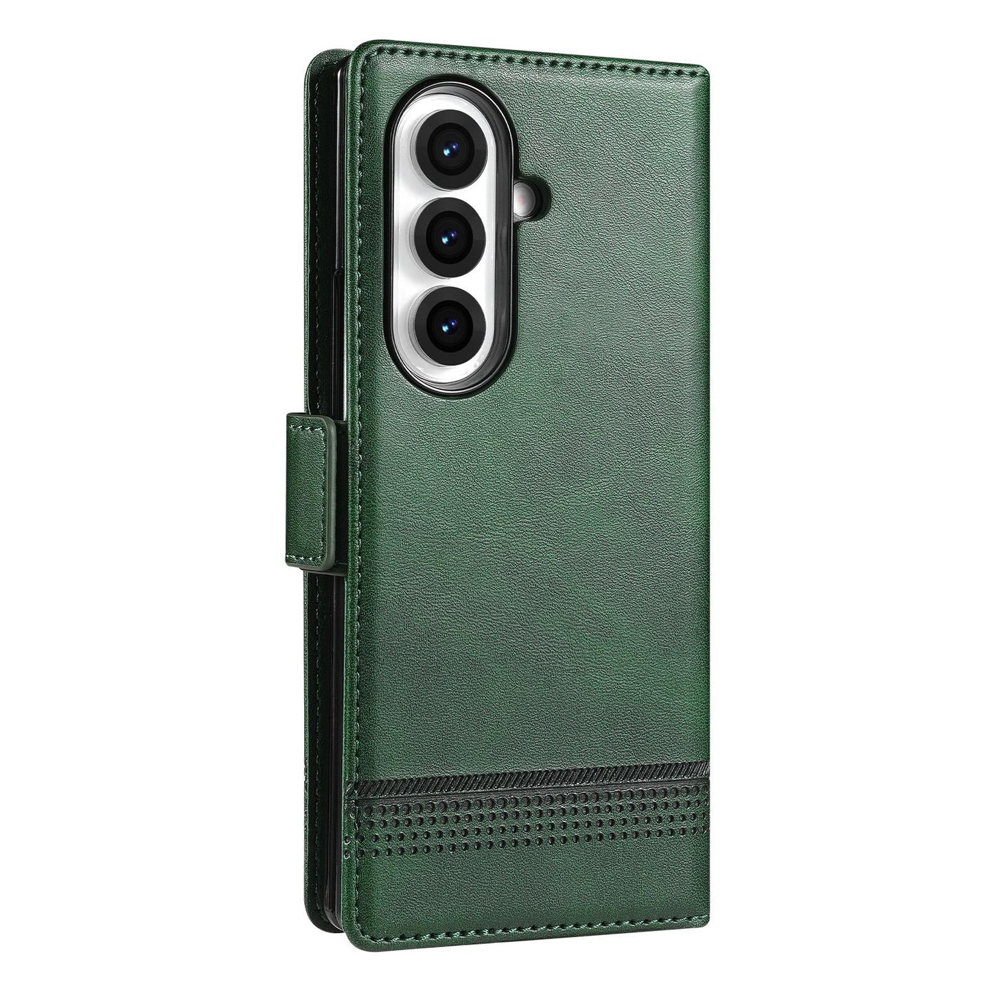 For Galaxy Z Fold8 Ultra 5G AZNS Magnetic Calf Texture Flip Leather Phone Case(Dark Green)