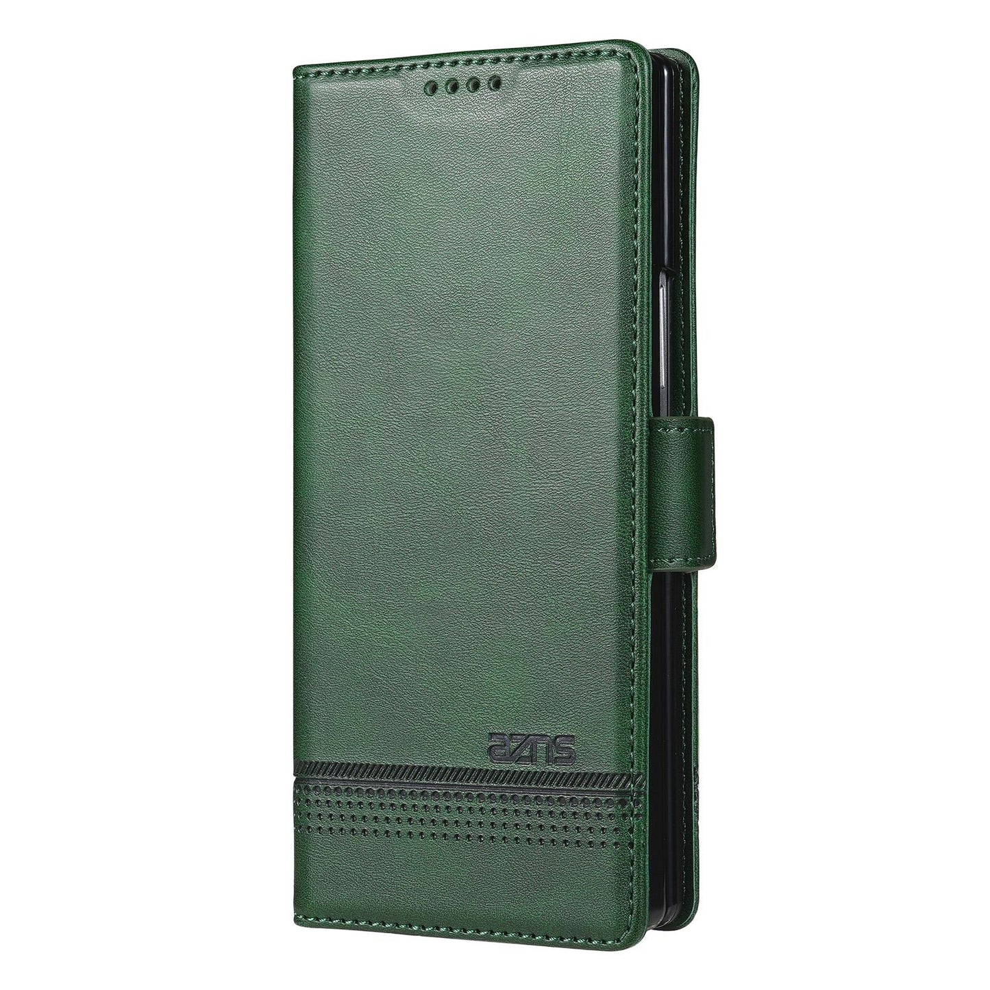 For Galaxy Z Fold8 Ultra 5G AZNS Magnetic Calf Texture Flip Leather Phone Case(Dark Green)