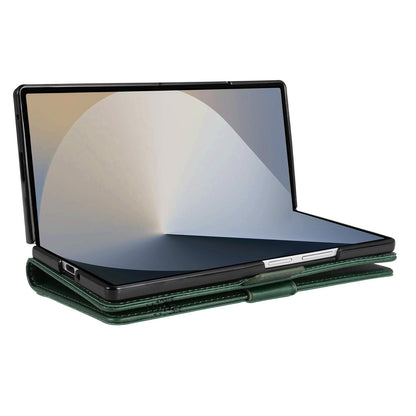 For Galaxy Z Fold8 Ultra 5G AZNS Magnetic Calf Texture Flip Leather Phone Case(Dark Green)