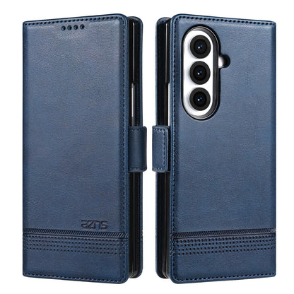 For Galaxy Z Fold8 Ultra 5G AZNS Magnetic Calf Texture Flip Leather Phone Case(Dark Blue)