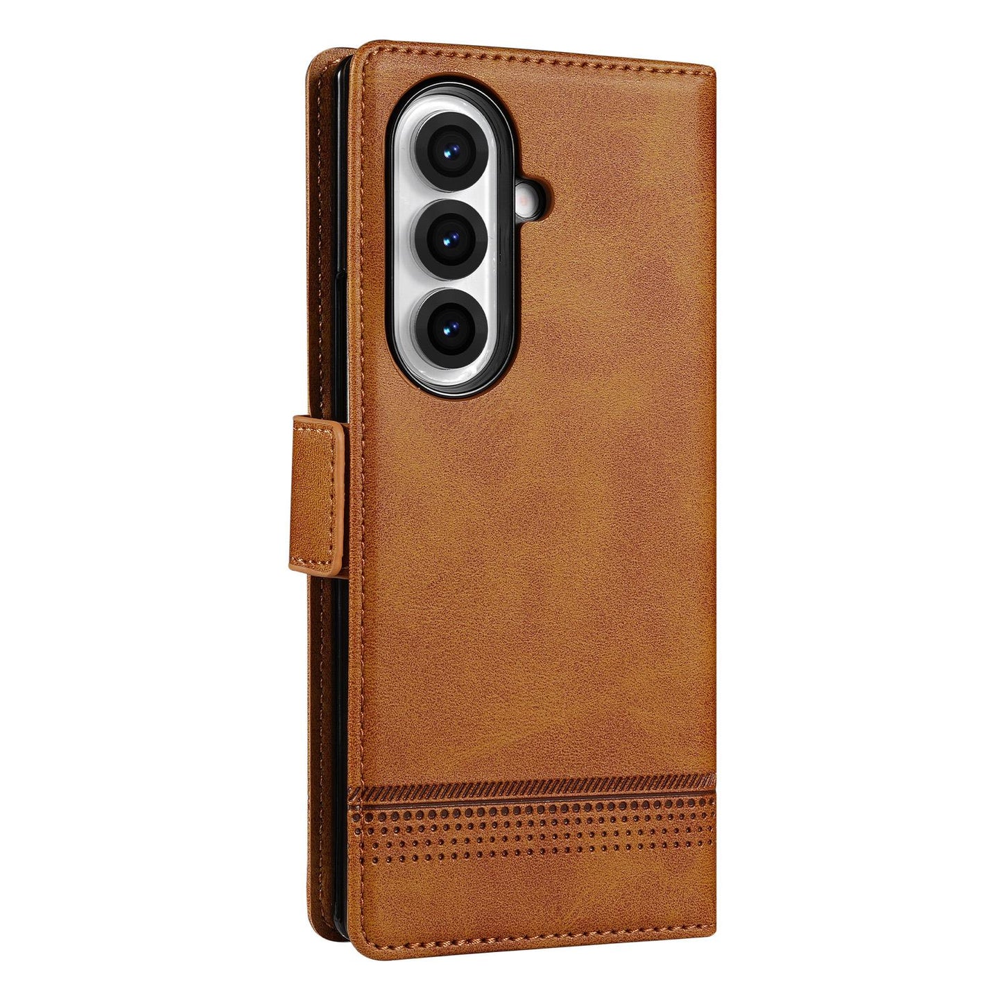 For Galaxy Z Fold8 Ultra 5G AZNS Magnetic Calf Texture Flip Leather Phone Case(Light Brown)