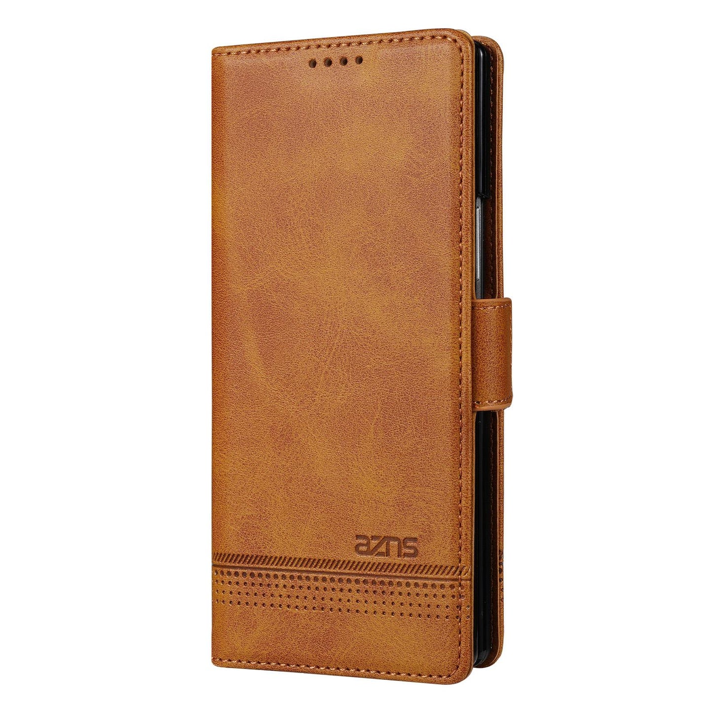 For Galaxy Z Fold8 Ultra 5G AZNS Magnetic Calf Texture Flip Leather Phone Case(Light Brown)