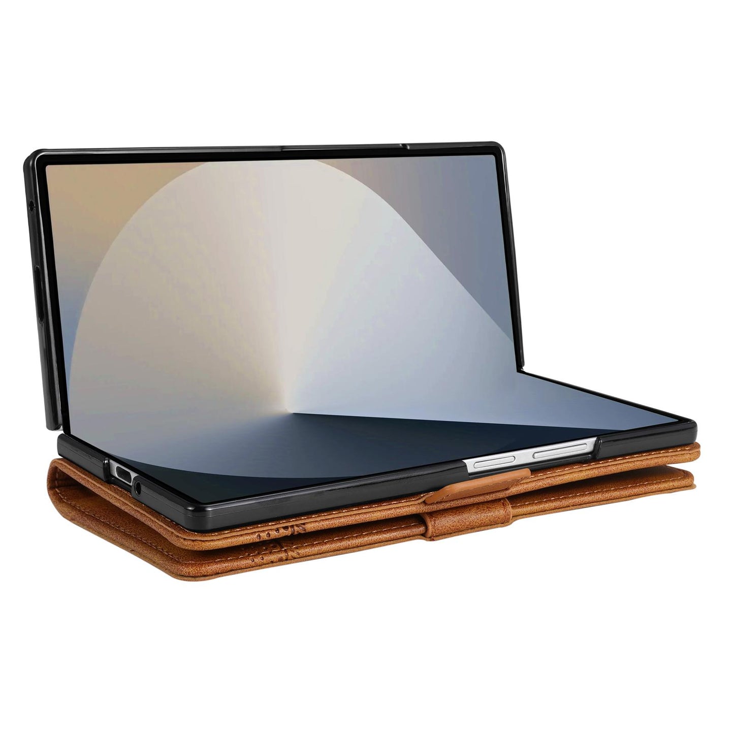 For Galaxy Z Fold8 Ultra 5G AZNS Magnetic Calf Texture Flip Leather Phone Case(Light Brown)