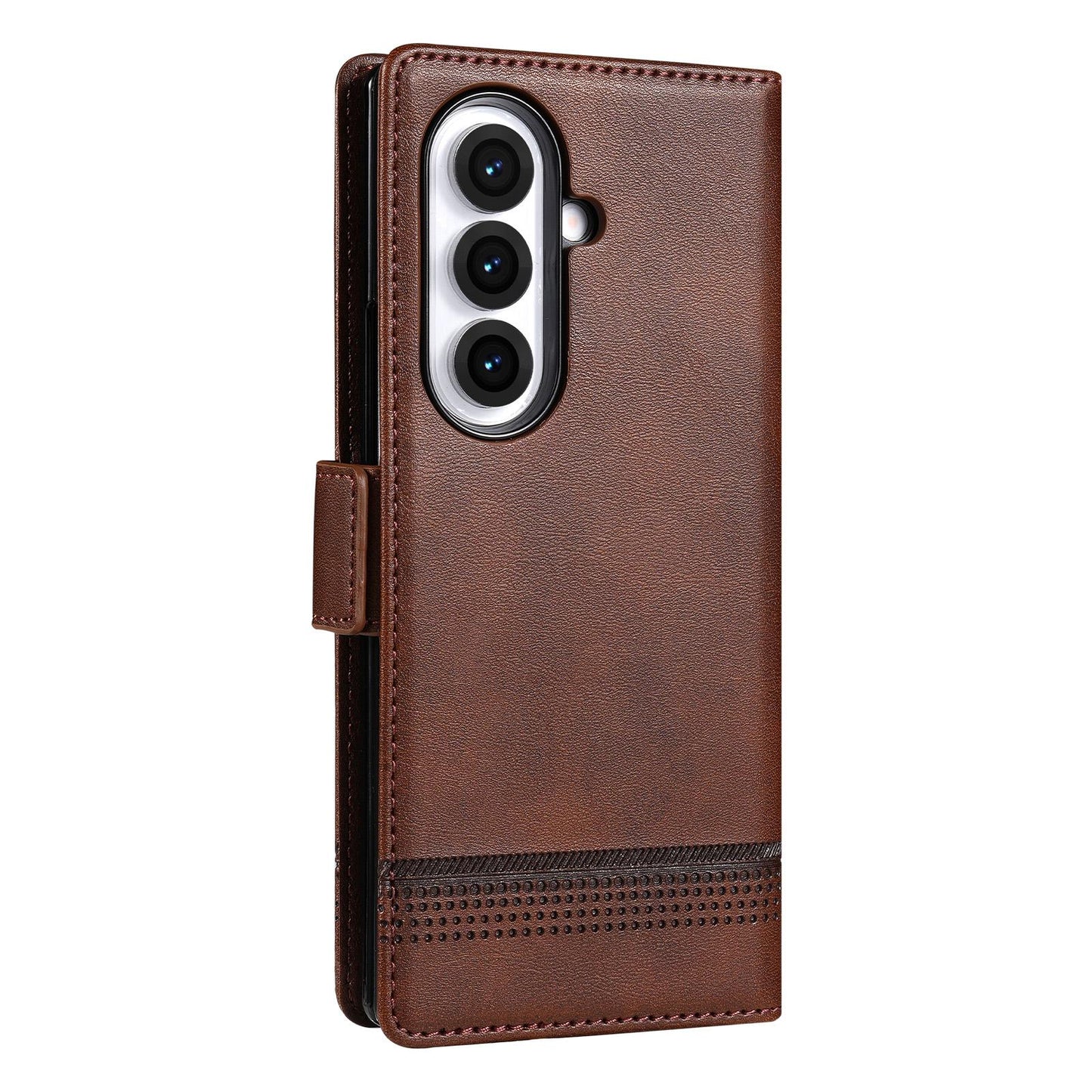 For Galaxy Z Fold8 Ultra 5G AZNS Magnetic Calf Texture Flip Leather Phone Case(Dark Brown)