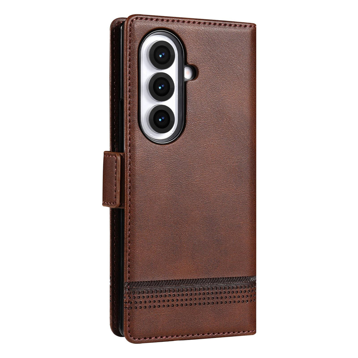 For Galaxy Z Fold8 Ultra 5G AZNS Magnetic Calf Texture Flip Leather Phone Case - Dark Brown - EDA004950708F